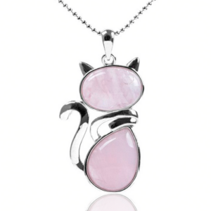 Collar Gato Cuarzo Piedra Rosa