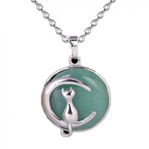 Collar Cuarzo Gato Jade En Acero + Estuc