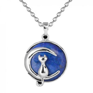 Collar Cuarzo Gato Lapislazuli En Acero