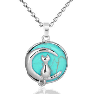 Collar Gato Luna Cuarzo  Turquesa