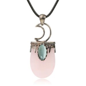 Collar Media Luna Cuarzo Rosa