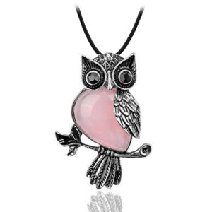 Collar Buho Cuarzo Piedra Rosa