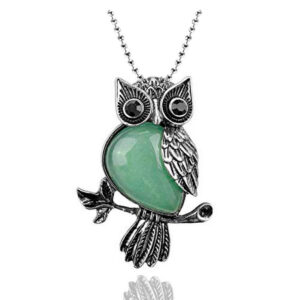 Collar Búho Árbol Cuarzo Jade Estuche