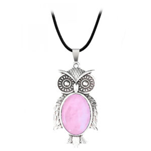 Collar Búho Sabiduria Suerte Cuarzo Rosa