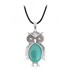 Collar Búho Sabiduria Suerte Jade Cuarzo