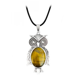 Collar Búho Sabiduria Suerte Ojo Tigre