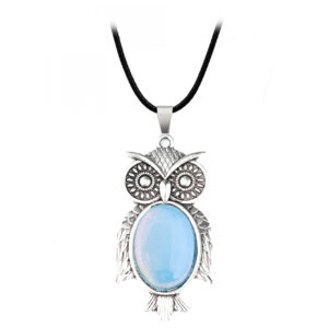 Collar Búho Sabiduria Suerte Piedra Luna