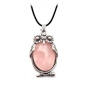 Collar Búho Sabiduria Cuarzo Rosa Estuch
