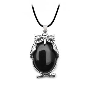 Collar Búho Sabiduria Onix Cuarzo Estuch