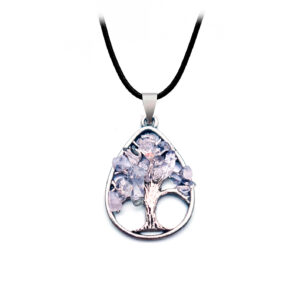 Collar Arbol Gota Cuarzo Rosa