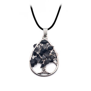 Collar Arbol Corazon Cuarzo Onix
