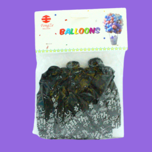 GLOBO BALLONS NEGRO LETRAS PLATEADAS "F