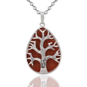Collar Cuarzo Lluvia De Oro Arbol Ovala
