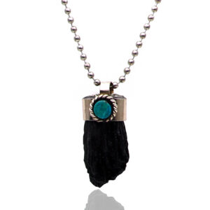 Collar Turmalina En Bruto Acero + Estuch