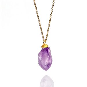 Collar Cuarzo Amatista En Bruto Violeta
