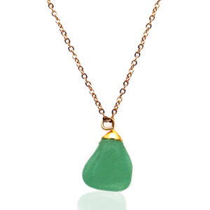 Collar Jade En Bruto Cadena En Acero
