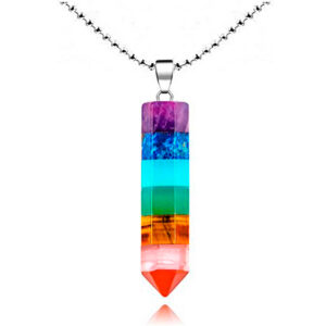 Collar Péndulo Cuarzo 7 Chakras + Estuch