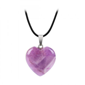 Collar Cuarzo Amatista Corazon Grande