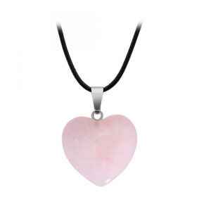 Collar Corazon Cuarzo Piedra Rosa + Estu