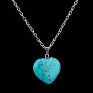 Collar Corazón Cuarzo Turquesa + Estuche