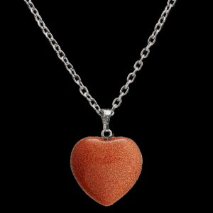 Collar Cuarzo Corazon Lluvia De Oro