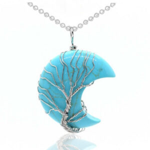 Collar Cuarzo Luna Arbol Turquesa Vida