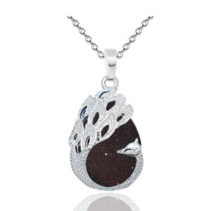 Collar Pavo Real Cuarzo Lluvia De Plata