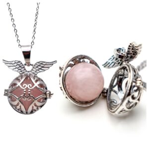 Collar Llamador Angel Piedra Rosa Alas