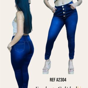 Jeans Skinny de 4 Botones - Azul y Negro