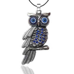 Collar Búho Ojo Turco Cadena Cuero + Est