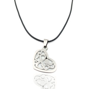 Collar Corazon Acero Plateado + Estuche